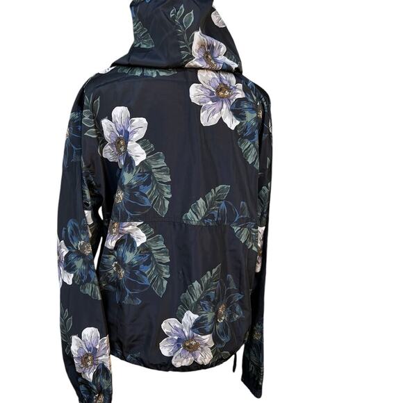 THREAD + SUPPLY women’s size small windbreaker jacket, with hood, black floral. - Picture 3 of 12